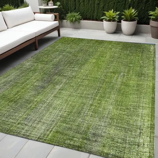 Green Striped Washable Non Skid Indoor Outdoor Area Rug Photo 1