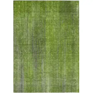 Photo of Green Striped Washable Non Skid Indoor Outdoor Area Rug