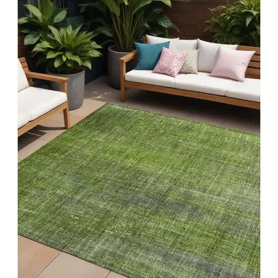 Green Striped Washable Non Skid Indoor Outdoor Area Rug Photo 1