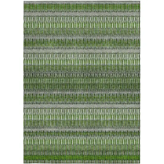 Green Striped Washable Non Skid Indoor Outdoor Area Rug Photo 5