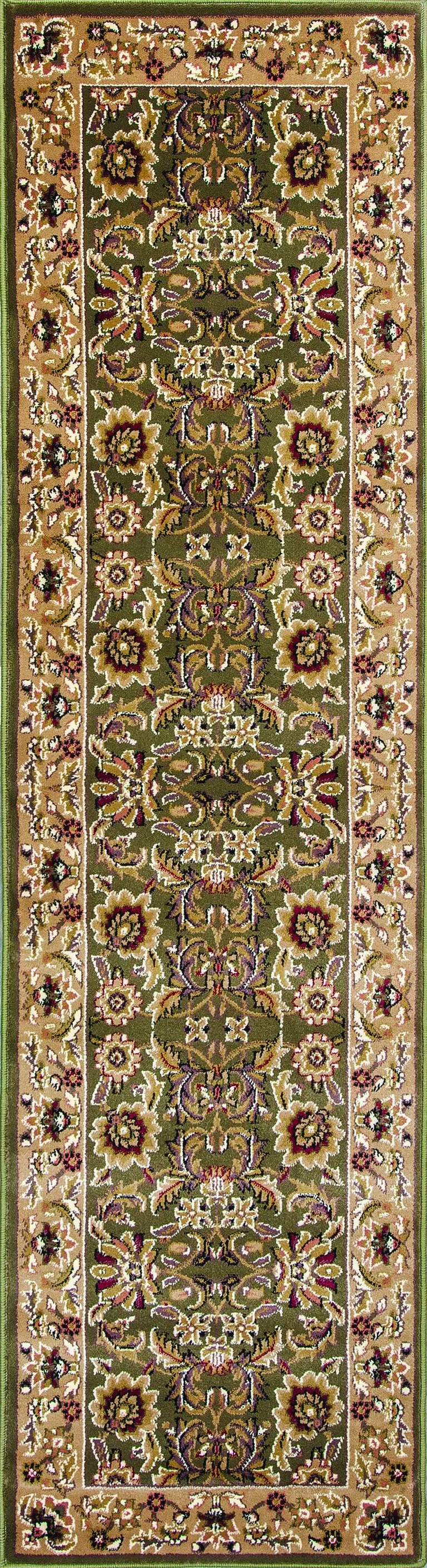 Green Taupe Machine Woven Floral Traditional Indoor Accent Rug Photo 4