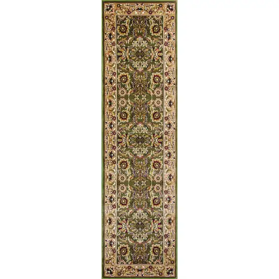 Green Taupe Machine Woven Floral Traditional Indoor Accent Rug Photo 4