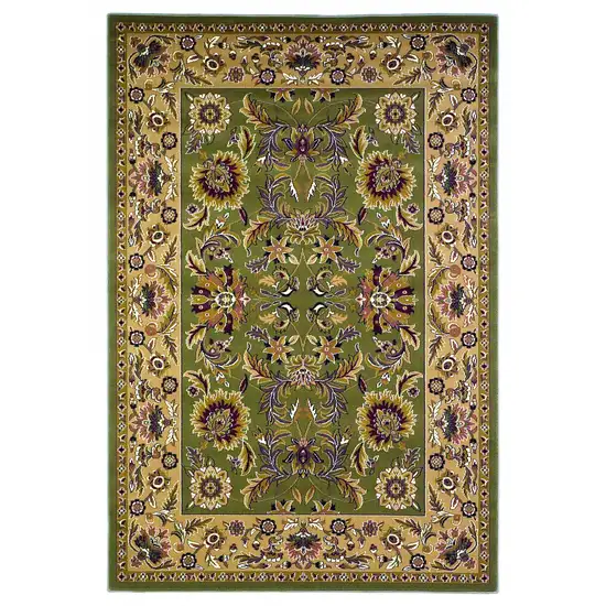 Green Taupe Machine Woven Floral Traditional Indoor Accent Rug Photo 1