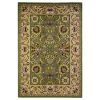 Photo of Green Taupe Machine Woven Floral Traditional Indoor Accent Rug
