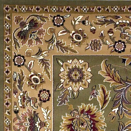 Green Taupe Machine Woven Floral Traditional Indoor Area Rug Photo 2