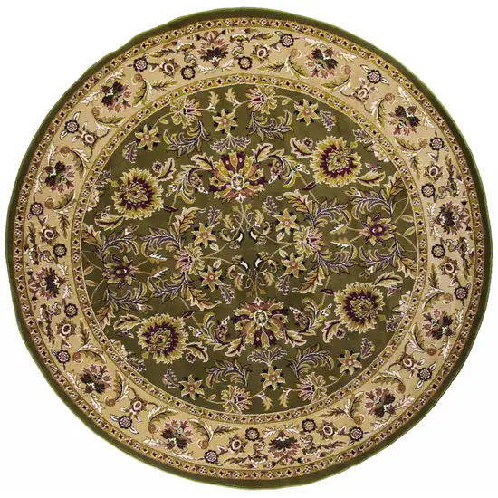 Green Taupe Machine Woven Traditional Octagon Indoor Area Rug Photo 1