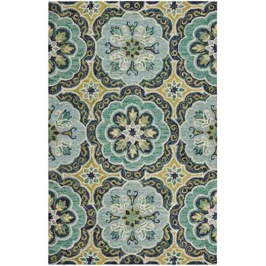 Green Wool Floral Hand Tufted Area Rug Photo 1