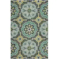 Photo of Green Wool Floral Hand Tufted Area Rug