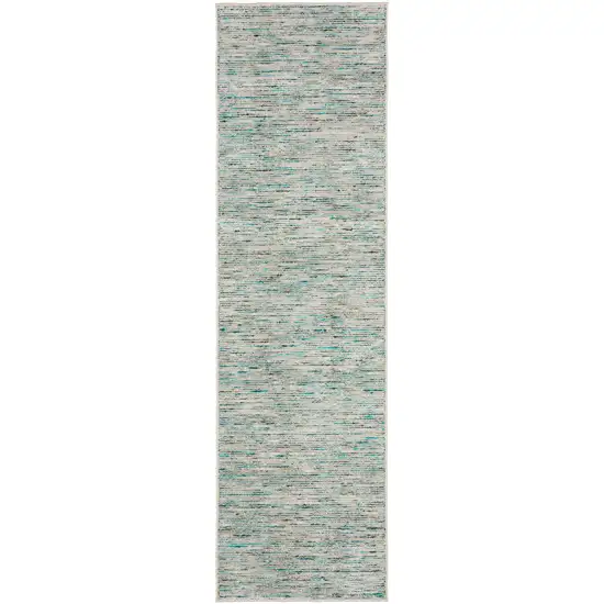 Green Wool Hand Loomed Runner Rug Photo 1