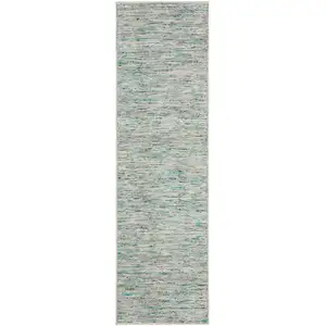 Photo of Green Wool Hand Loomed Runner Rug