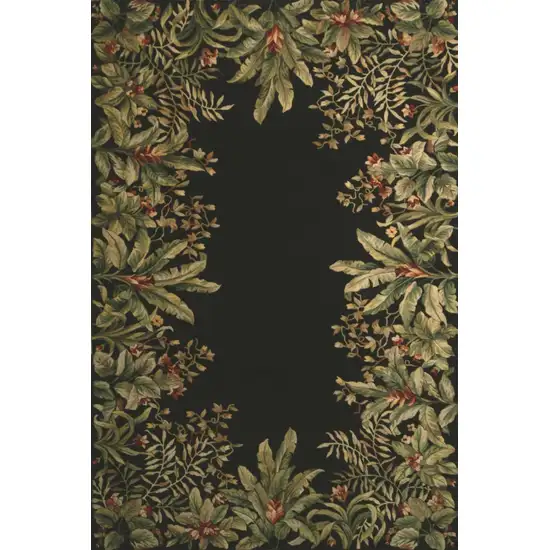 Green and Black Wool Tropical Floral Hand Tufted Area Rug Photo 1