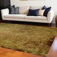 Photo of Green and Brown Abstract Non Skid Area Rug