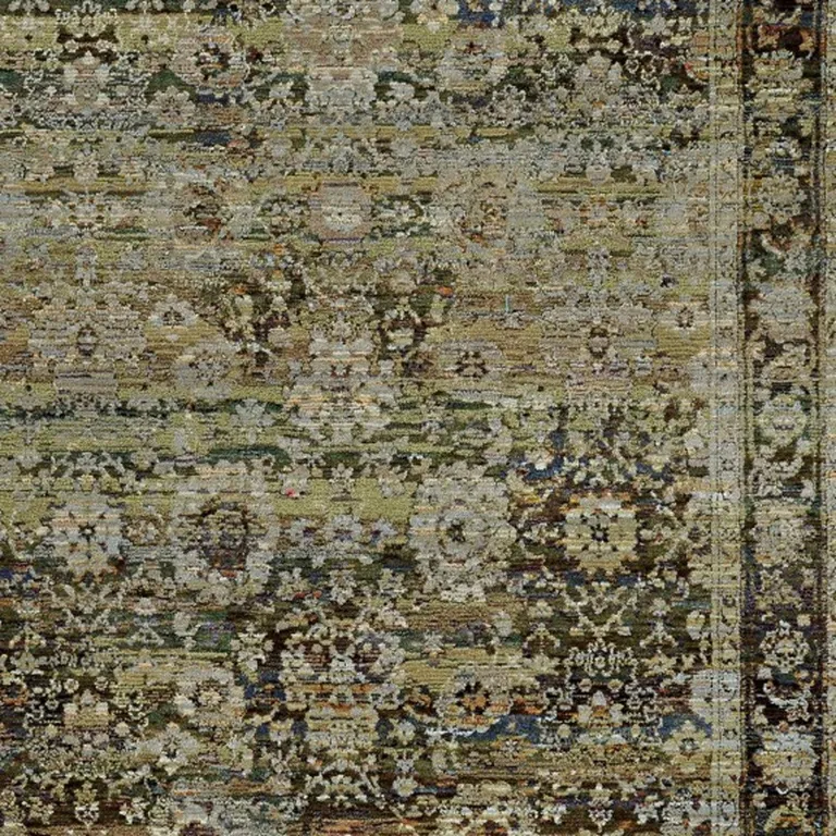 Green and Brown Floral Area Rug Photo 4