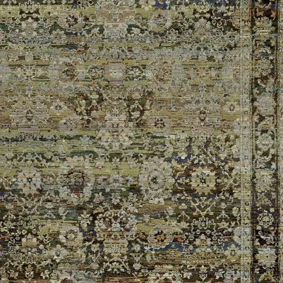 Green and Brown Floral Area Rug Photo 5