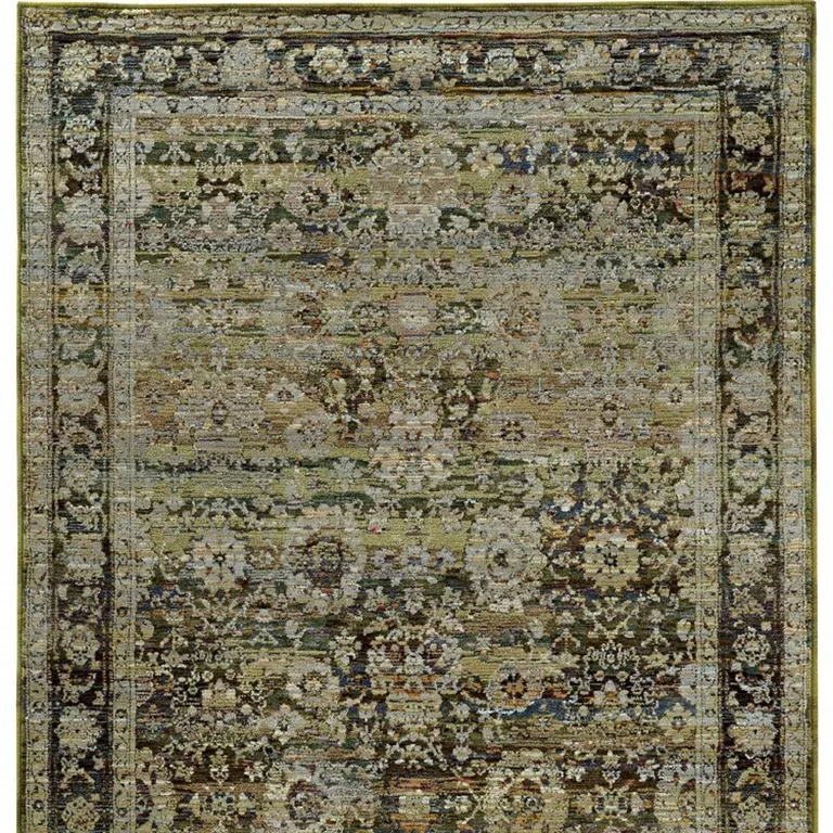 Green and Brown Floral Area Rug Photo 5