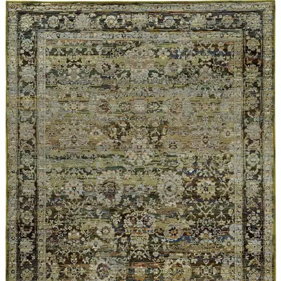 Green and Brown Floral Area Rug Photo 6