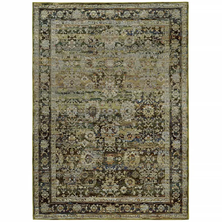 Green and Brown Floral Area Rug Photo 1