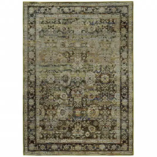 Green and Brown Floral Area Rug Photo 1