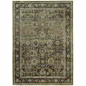 Photo of Green and Brown Floral Area Rug