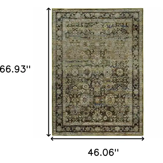 Green and Brown Floral Area Rug Photo 6