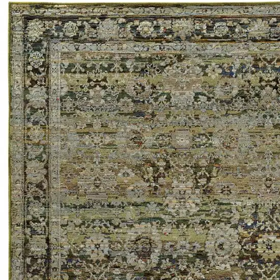 Green and Brown Floral Area Rug Photo 4