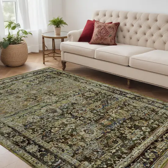 Green And Brown Floral Area Rug Photo 1