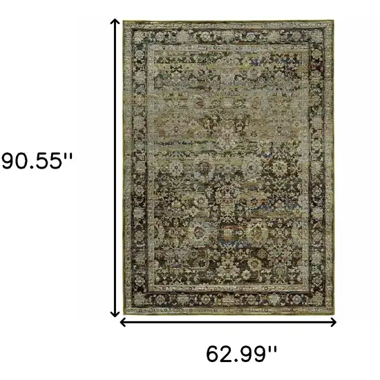 Green and Brown Floral Area Rug Photo 6