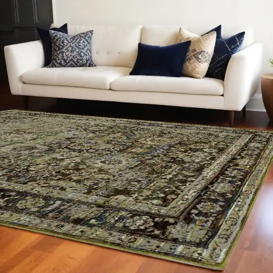 Green And Brown Floral Area Rug Photo 1