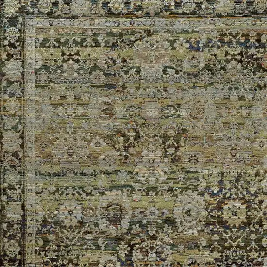 Green and Brown Floral Area Rug Photo 4