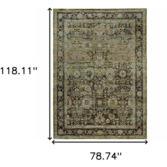 Green and Brown Floral Area Rug Photo 6