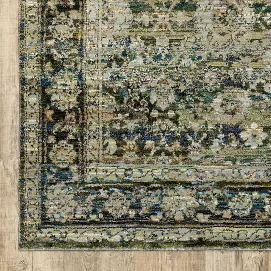 Green and Brown Floral Area Rug Photo 2