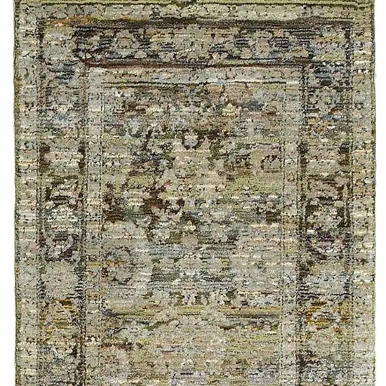 Green and Brown Floral Runner Rug Photo 5