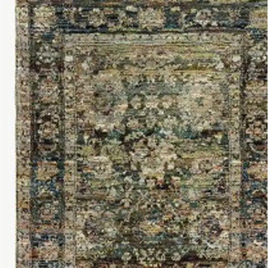 Green and Brown Floral Runner Rug Photo 4