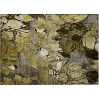 Photo of Green and Brown Floral Washable Non Skid Indoor Outdoor Area Rug