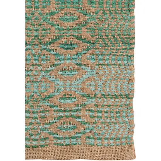 Green and Brown Geometric Flatweave Handmade Area Rug Photo 2