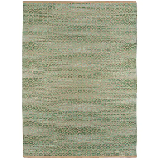 Green and Brown Geometric Flatweave Handmade Area Rug Photo 1