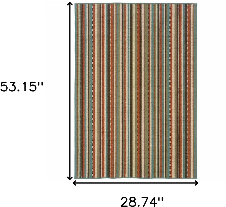 Green and Brown Striped Indoor Outdoor Area Rug Photo 5