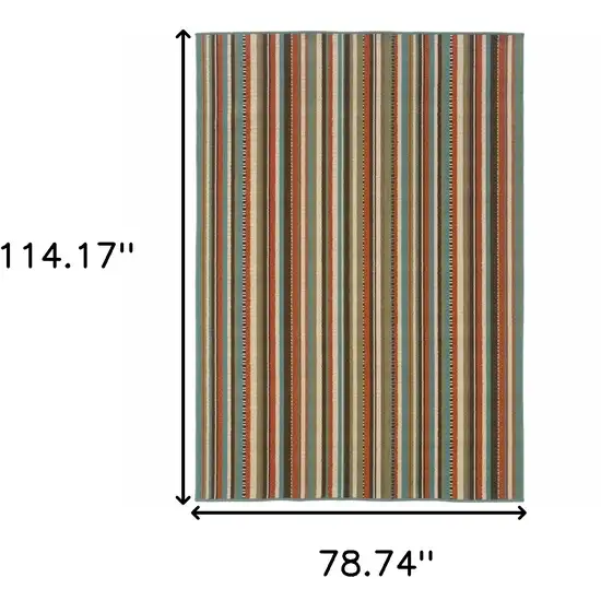 Green and Brown Striped Indoor Outdoor Area Rug Photo 6