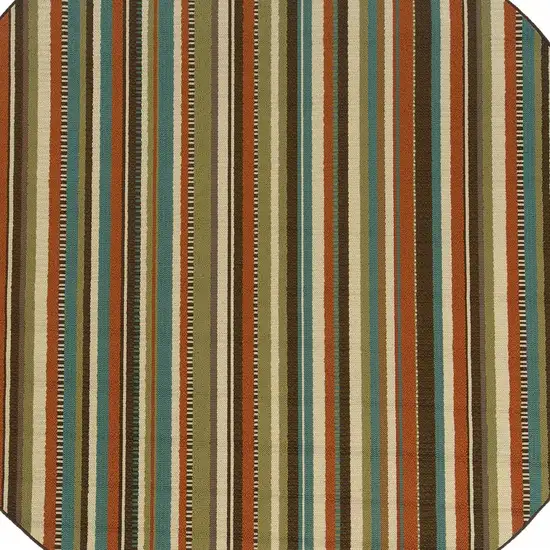 Green and Brown Striped Indoor Outdoor Area Rug Photo 4