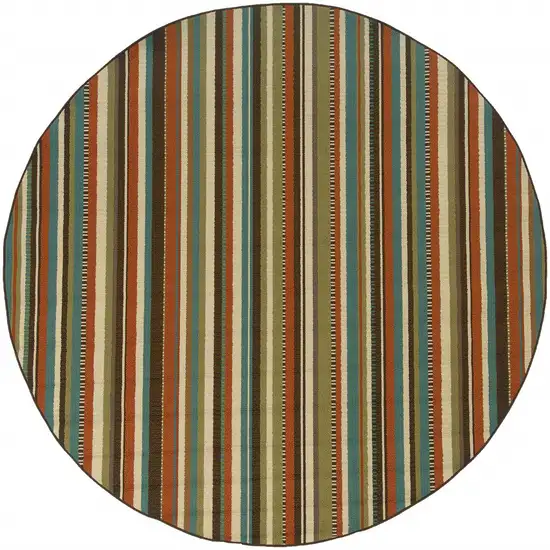 Green and Brown Striped Indoor Outdoor Area Rug Photo 5