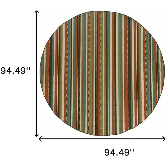 Green and Brown Striped Indoor Outdoor Area Rug Photo 6