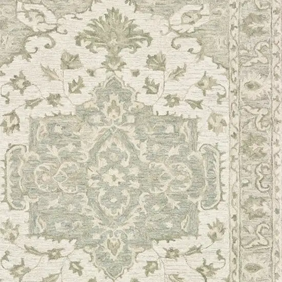 Green and Cream Medallion Area Rug Photo 6