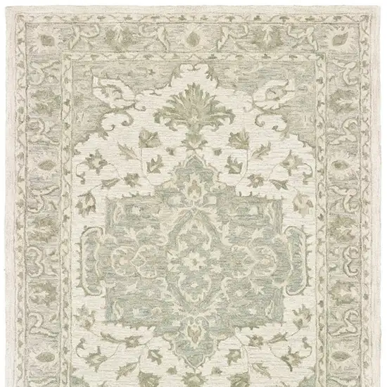 Green and Cream Medallion Area Rug Photo 4