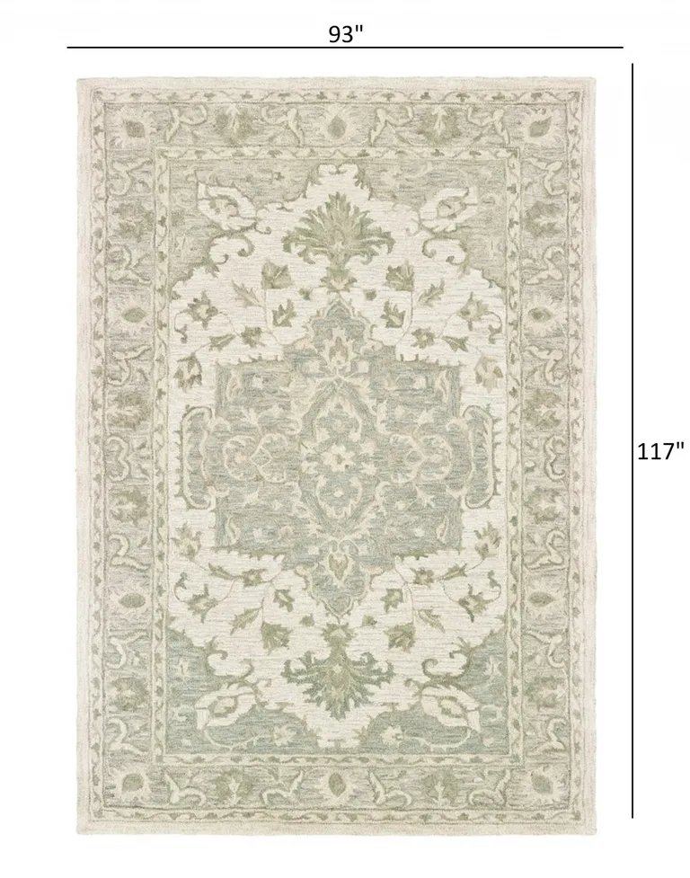 Green and Cream Medallion Area Rug Photo 5