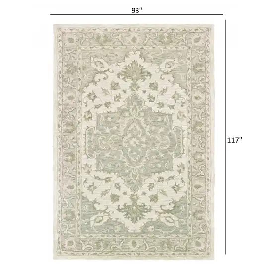 Green and Cream Medallion Area Rug Photo 5