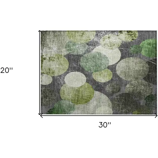 Green and Gray Abstract Washable Non Skid Indoor Outdoor Area Rug Photo 3