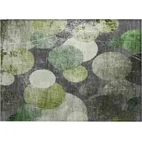 Photo of Green and Gray Abstract Washable Non Skid Indoor Outdoor Area Rug