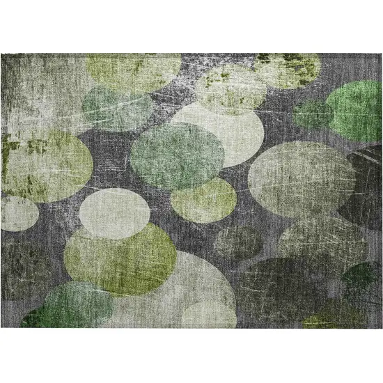 Green and Gray Abstract Washable Non Skid Indoor Outdoor Area Rug Photo 1