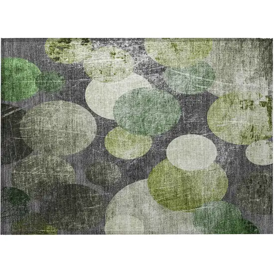 Green and Gray Abstract Washable Non Skid Indoor Outdoor Area Rug Photo 3