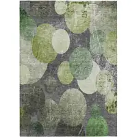 Photo of Green and Gray Abstract Washable Non Skid Indoor Outdoor Area Rug